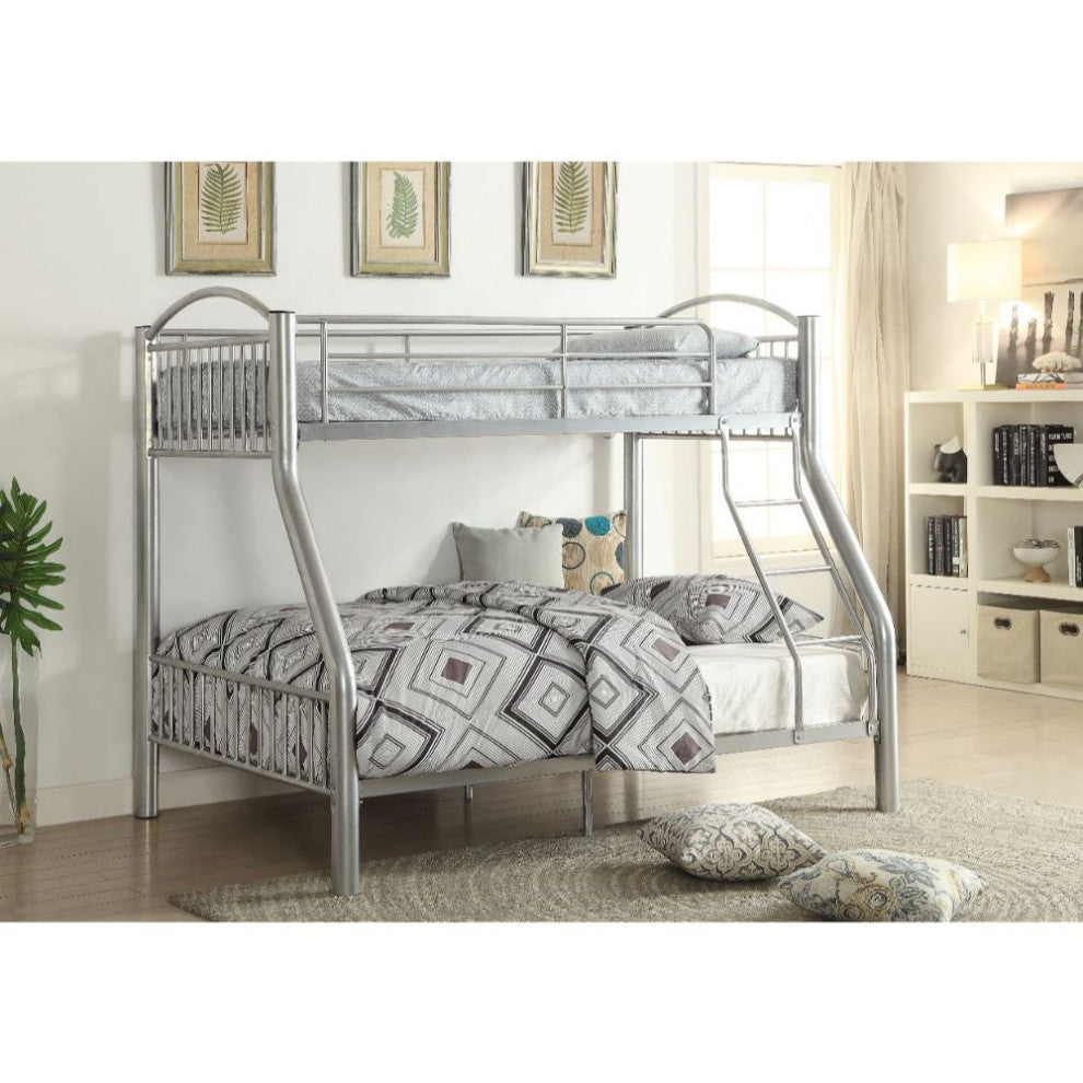 Logan Metal Bunk Bed, Silver, Twin/Full