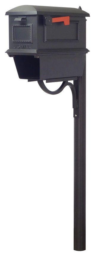Traditional Curbside Mailbox With Newspaper Tube and Richland Mailbox Post