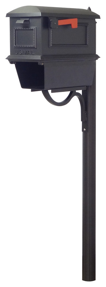Traditional Curbside Mailbox With Newspaper Tube and Richland Mailbox Post