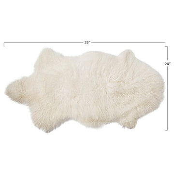 White Natural Mongolian Lamb Fur Rug