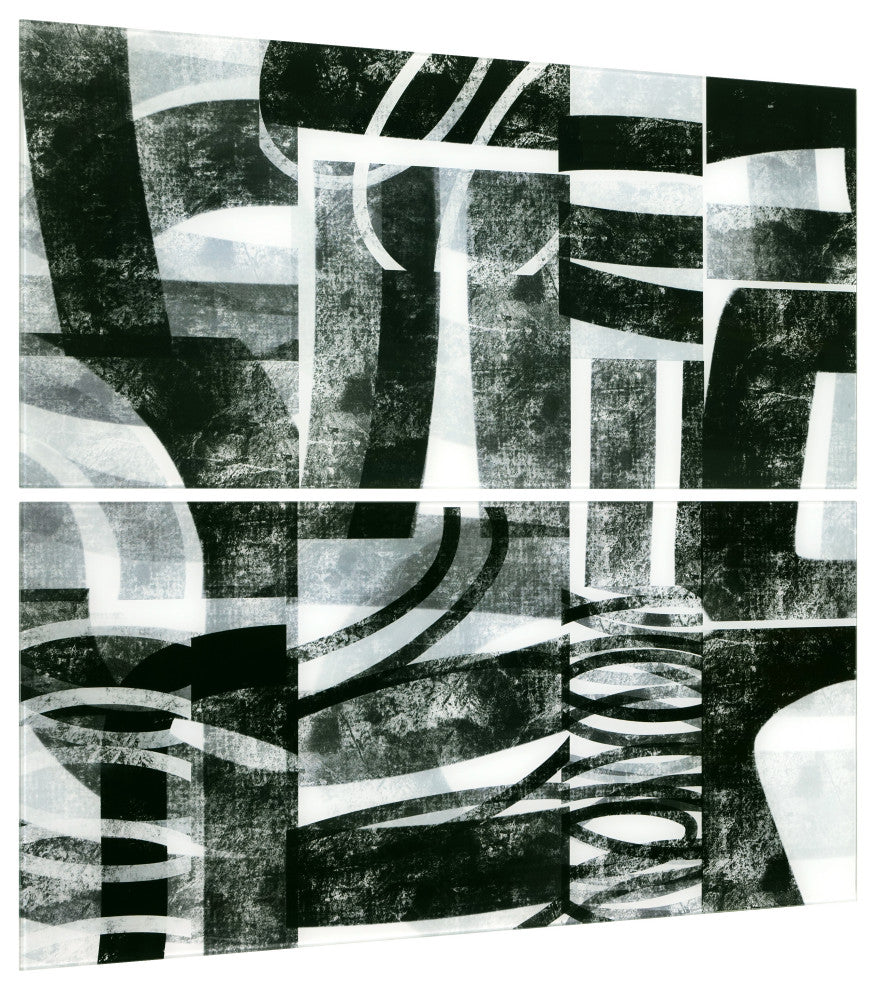 "Compartment A and B" Oversized Frameless Reverse Printed Tempered Art Glass Set