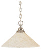 Chain Hung Pendant In Chrome, 16" Gold Ice Glass