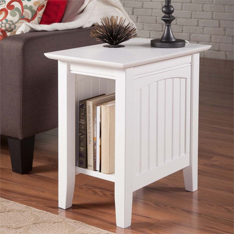 AFI Nantucket Solid Wood Transitional Chair Side Table in White