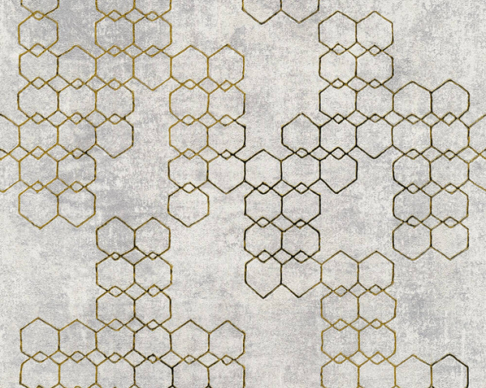 Sample, Geometric Textured Wallpaper Featuring Honeycomb Pattern, 374244