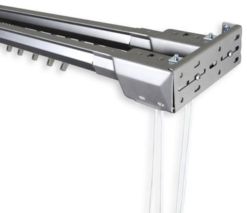 Heavy Duty Double Traverse Rod, Center Open, Silver, 48-84"