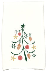 Pinecone Tree Decorative Holiday Geometric Print Hand Towel, Off White