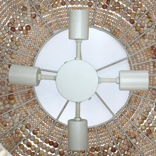 Clamshell Wood Beaded 4-Light Chandelier, Natural