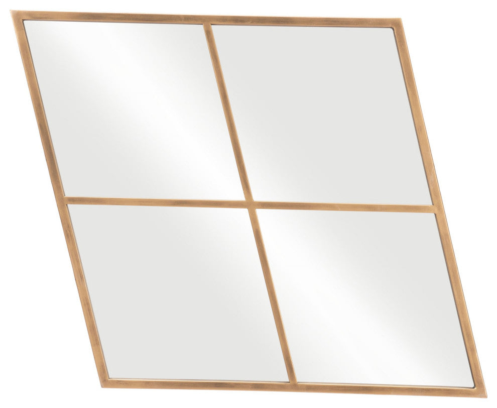 Frame Wall Mirror, Glass, Steel Metal, Gold, Bedroom Living