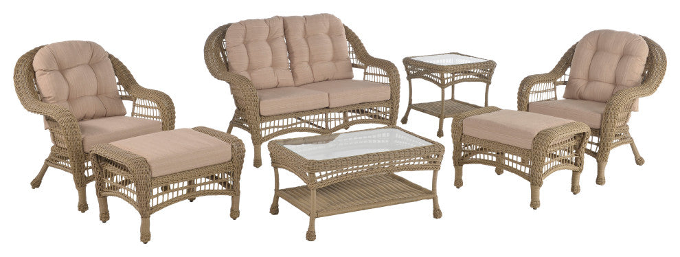 Outdoor Garden 7-Piece Conversation Set With Ottomans