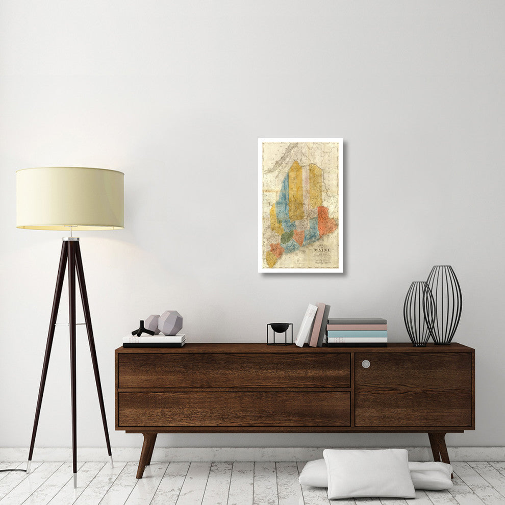 "Map of Maine, 1843" Digital Paper Print by W. Anson, 20"x32"