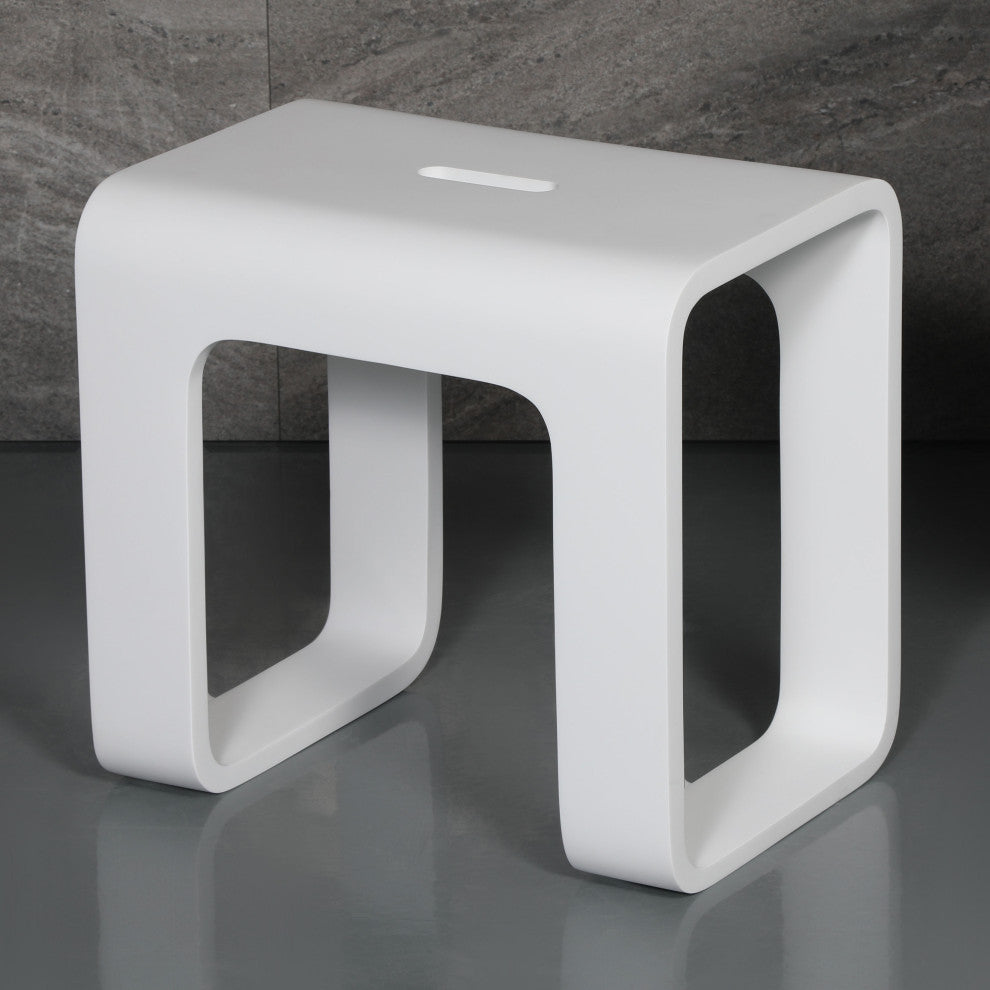 White Matte Solid Surface Resin Bathroom/Shower Stool, Solid
