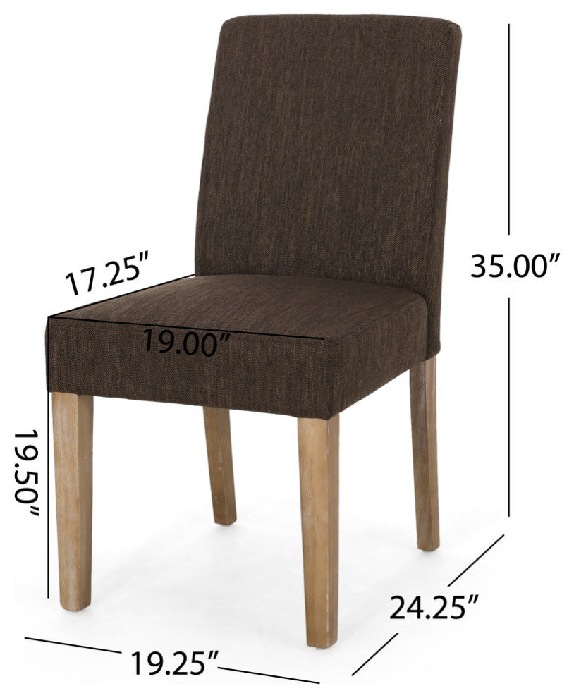 Kuna Contemporary Upholstered Dining Chair, Set of 2, Brown/Weathered Brown