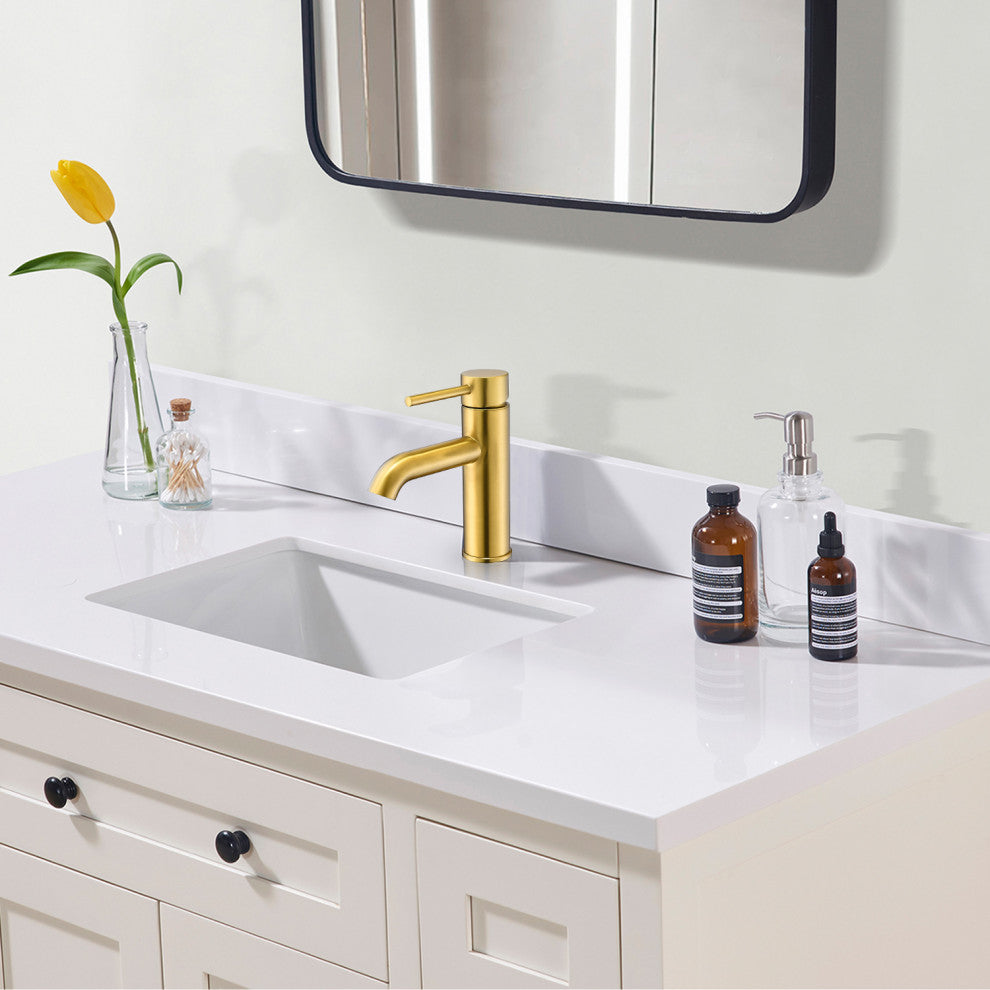 Tubize Single Hole Single-Handle Bathroom Faucet, Brushed Gold
