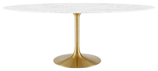 Lippa 78" Oval Dining Table, Gold White