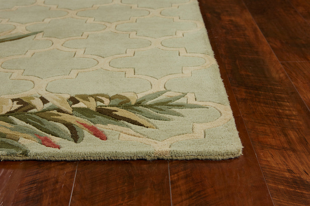 KAS Sparta 3153 Sage Tropical Mosaic Area Rug, 7'6" Round