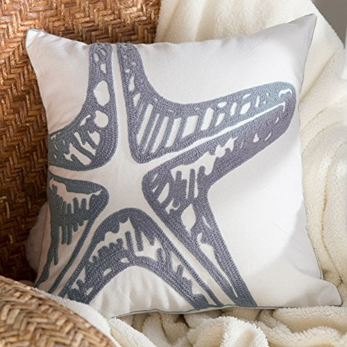 Embroidered Starfish Throw Pillow 18X18 (Insert Included)