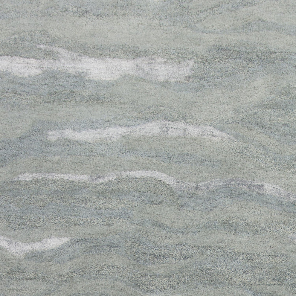 HomeRoots 5'x7' Slate Grey Hand Tufted Abstract Waves Indoor Area Rug