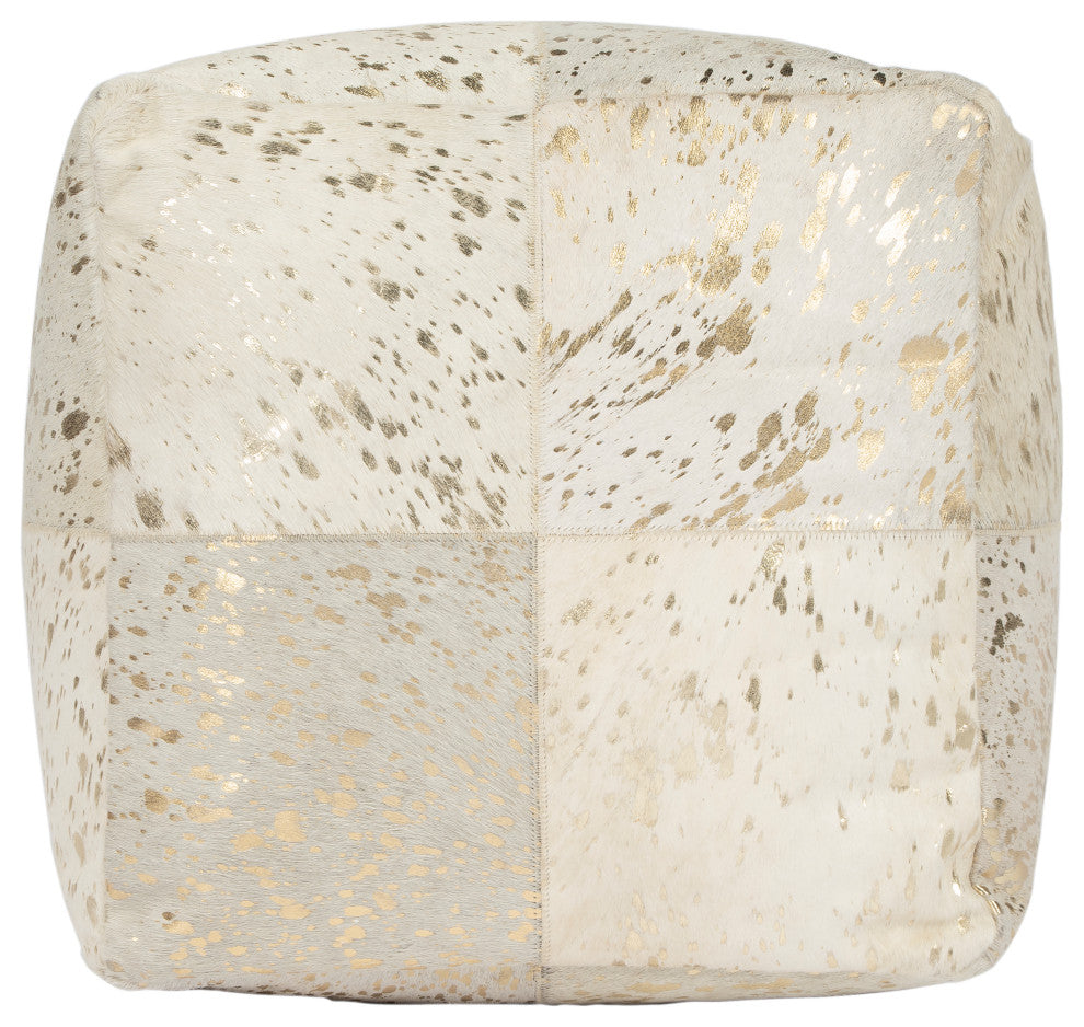 Butler Victorian Hair on Hide With Gold Spots Pouffe