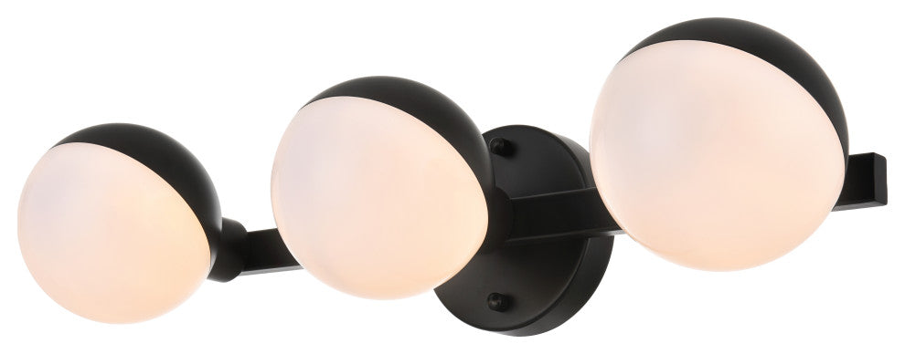3 Light Black And Frosted White Bath Sconce
