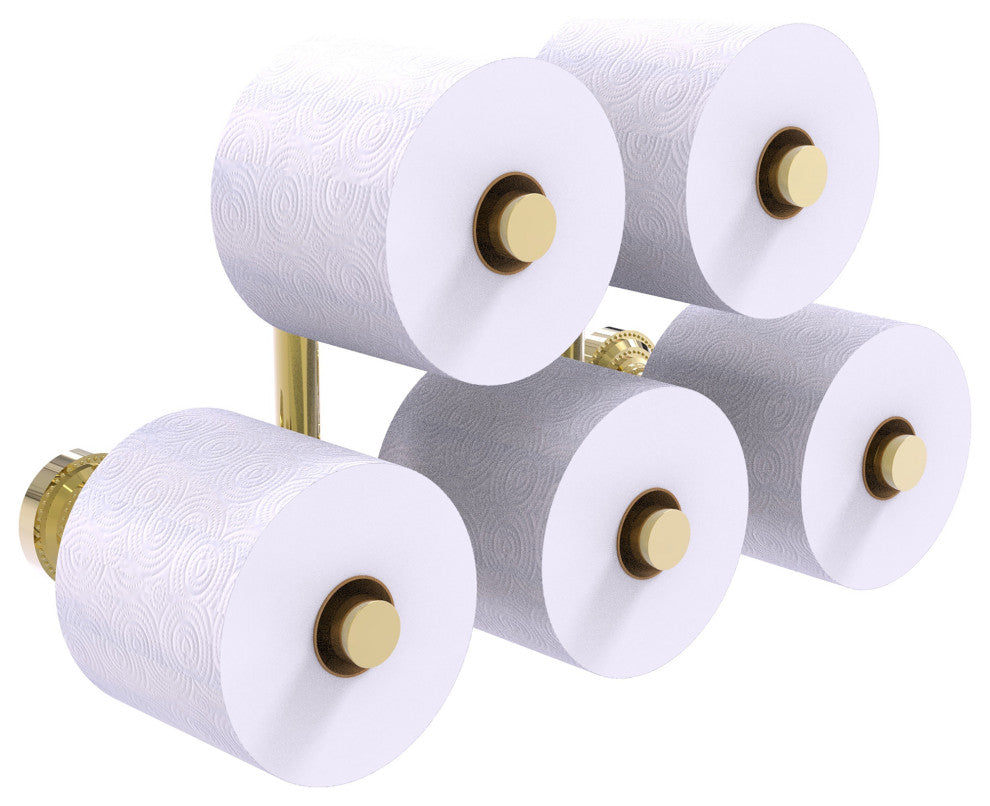Dottingham 5 Roll Reserve Roll Toilet Paper Holder, Unlacquered Brass