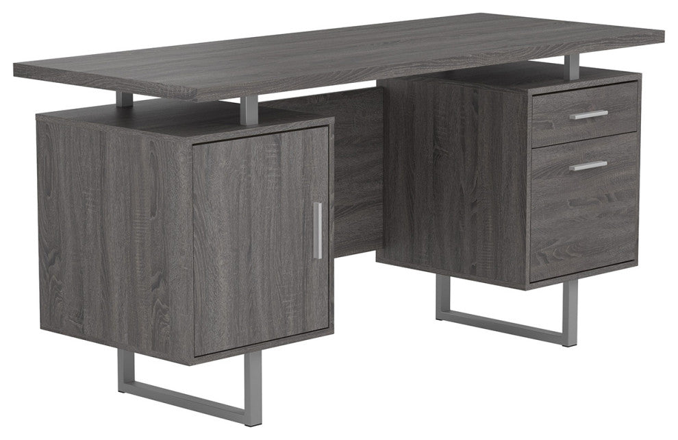 Office Desk, Weathered Gray and Silver