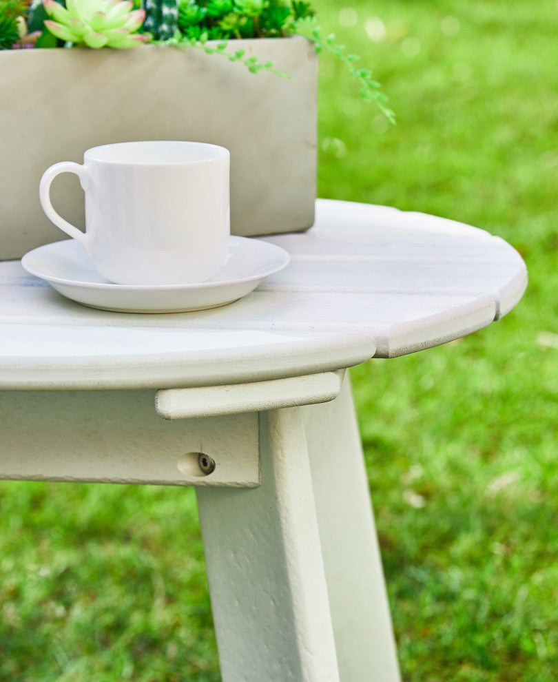20"D Outdoor Patio HDPE Round Side Table, White