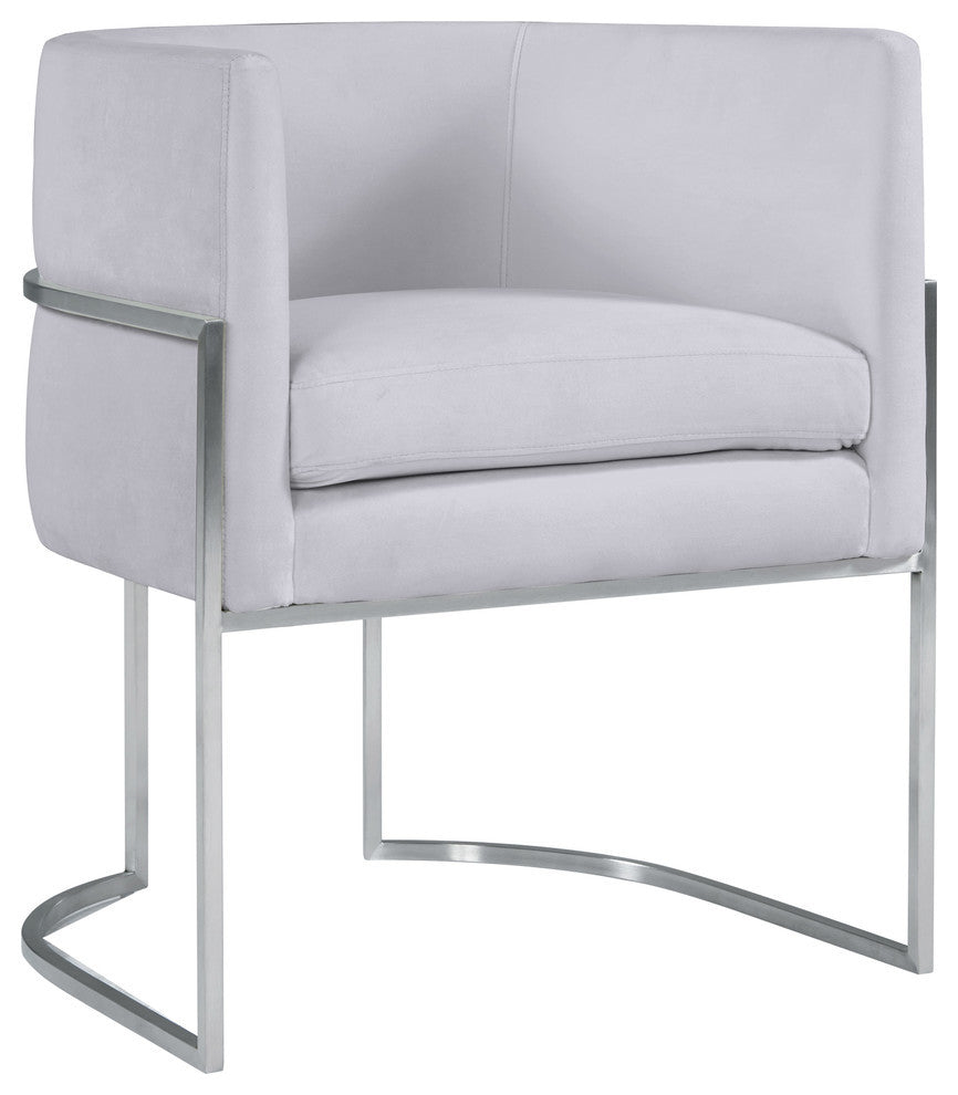 Giselle Grey Velvet Dining Chair with Silver Leg
