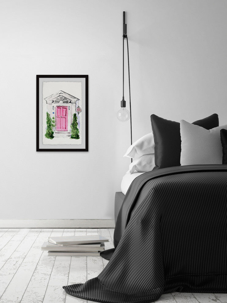 "Pink Door" Framed Painting Print, 12"x18"