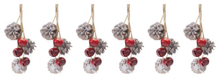 Bell and Pine Cone Drop Ornament, Set of 6