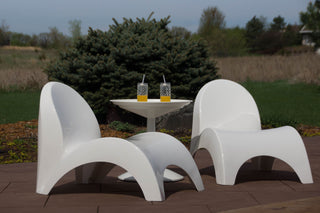 Set of two White Angel Trumpet Chairs with White Sprout Table, White