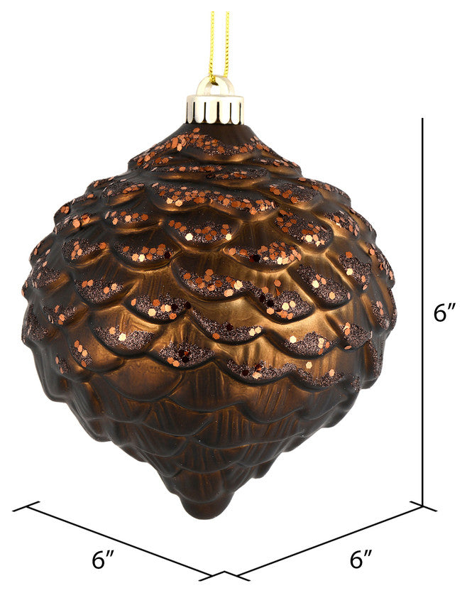 Vickerman N183875D 6" Chocolate Glitter Pinecone Christmas Ornament