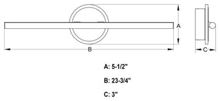 Vaxcel Lighting W0491 Whittier 24"W LED Bath Bar - Matte Black