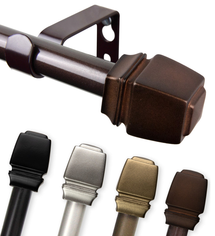Nona 5/8" Curtain Rod, Cocoa, 28-48"