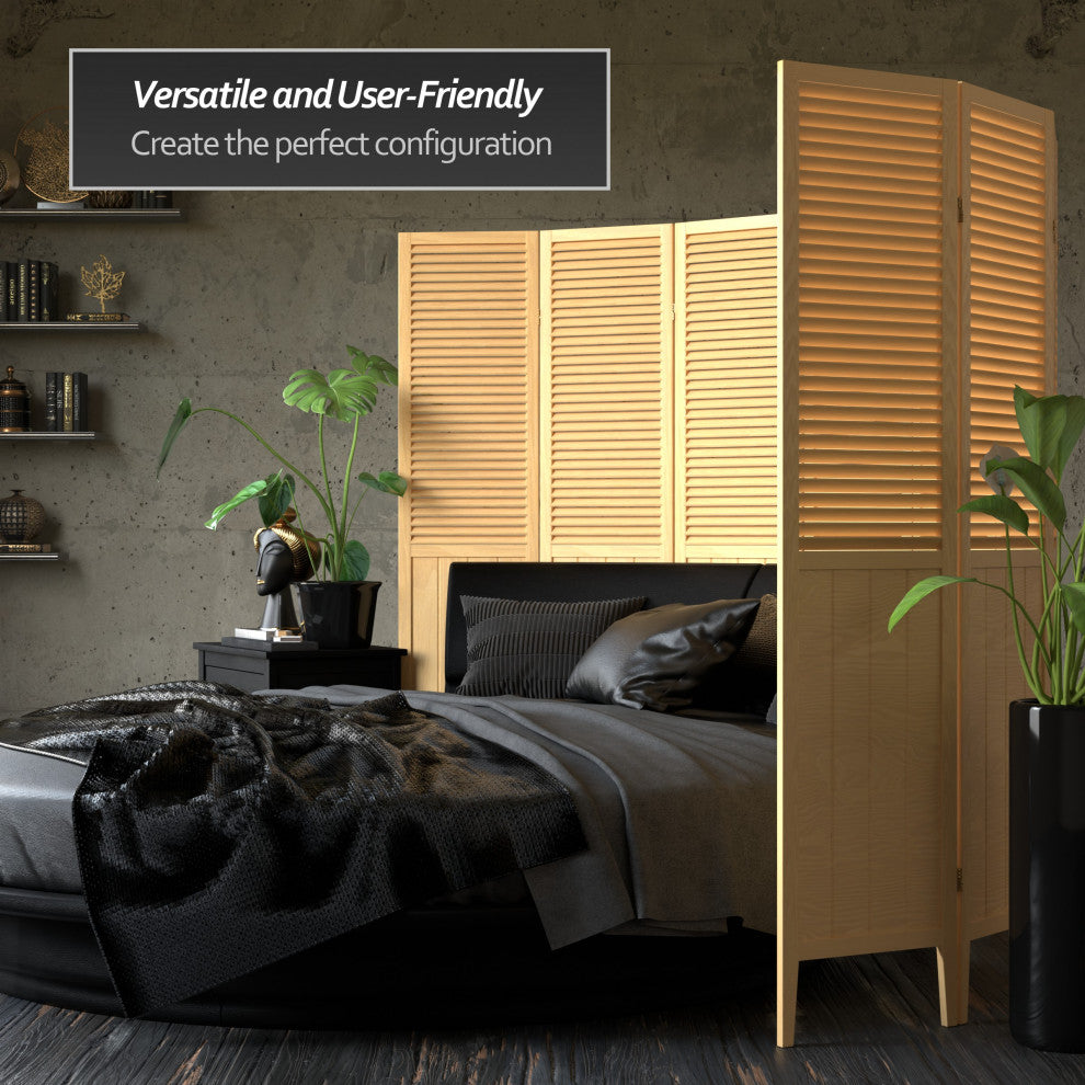 6' Tall Beadboard Divider, Natural, 4 Panels