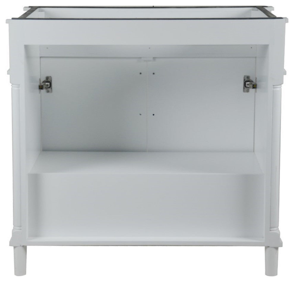 36" Single Vanity, White With White Carrara Marble Top