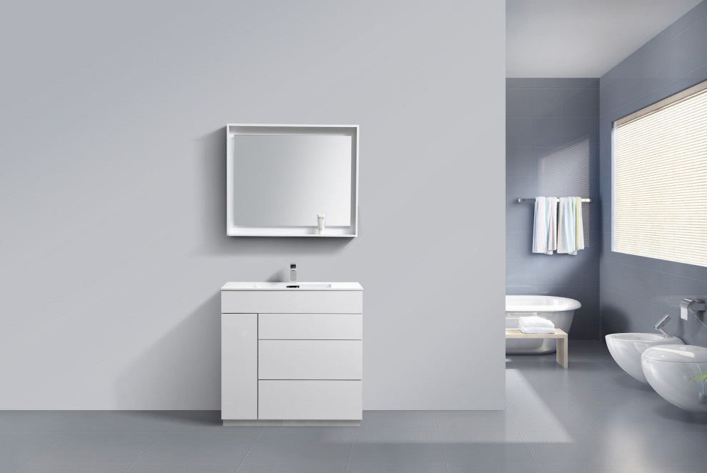 Milano 36" Modern Bathroom Vanity, Gloss White