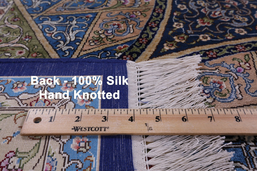 8' Square High End Persian 100% Silk Hand Knotted Rug Q4796