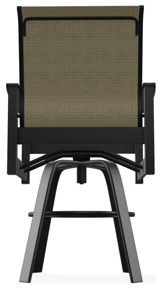 Leeward Sling Bar Height Outdoor Swivel Armchair, Elevation Stone/Black