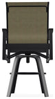 Leeward Sling Bar Height Outdoor Swivel Armchair, Elevation Stone/Black