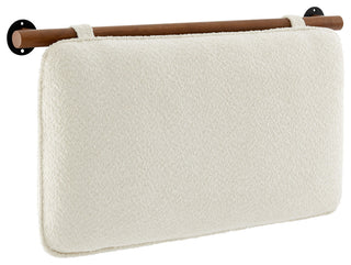 Anela Wall-Mounted Chenille Upholstered Twin Headboard, Cream Walnut
