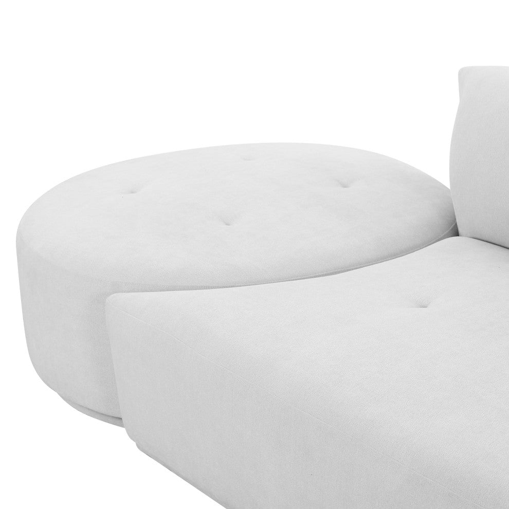 Fickle Grey Velvet 3-Piece Chaise Modular Sofa - Grey