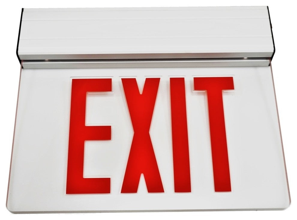 NICOR EXL2-10UNV-AL-CL-R-1 Edge Lit LED Emergency Exit Sign
