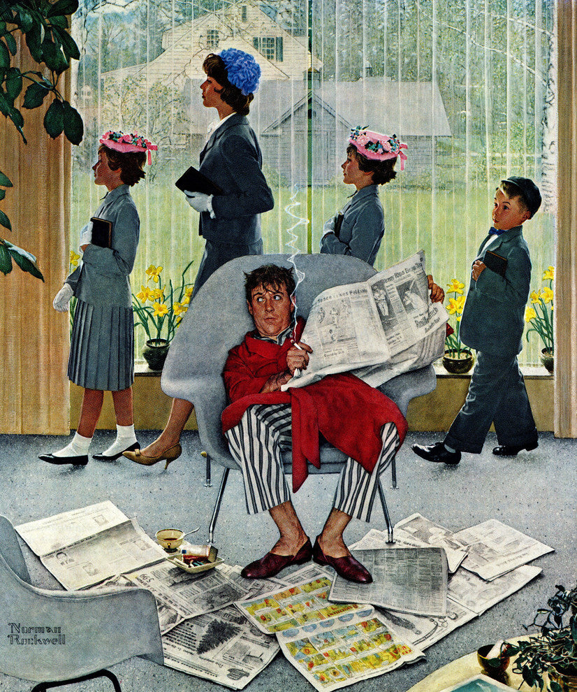 "Sunday Morning" Painting Print on Canvas by Norman Rockwell