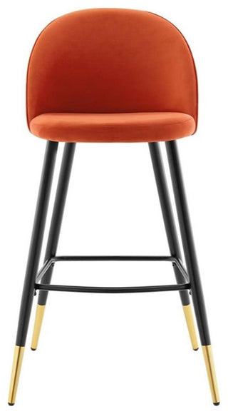 Cordial Performance Velvet Bar Stools - Set of 2-Orange