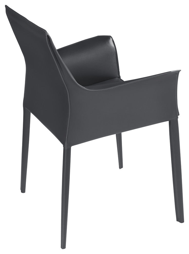 Colt Leather Dining Armchair with Leather Legs, Gray