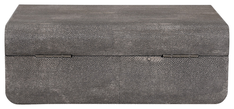 Art Deco Faux Shagreen Gray Decorative Box Textured Smoke Dark Vintage Style