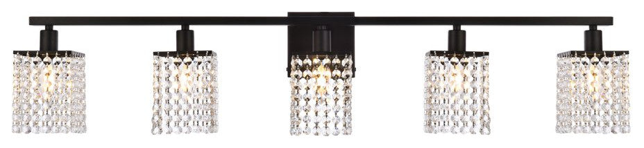 Phillip 5-Light Bath Sconce, Black With Clear Crystals