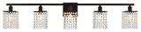 Phillip 5-Light Bath Sconce, Black With Clear Crystals
