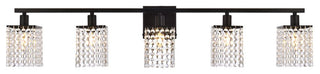 Phillip 5-Light Bath Sconce, Black With Clear Crystals
