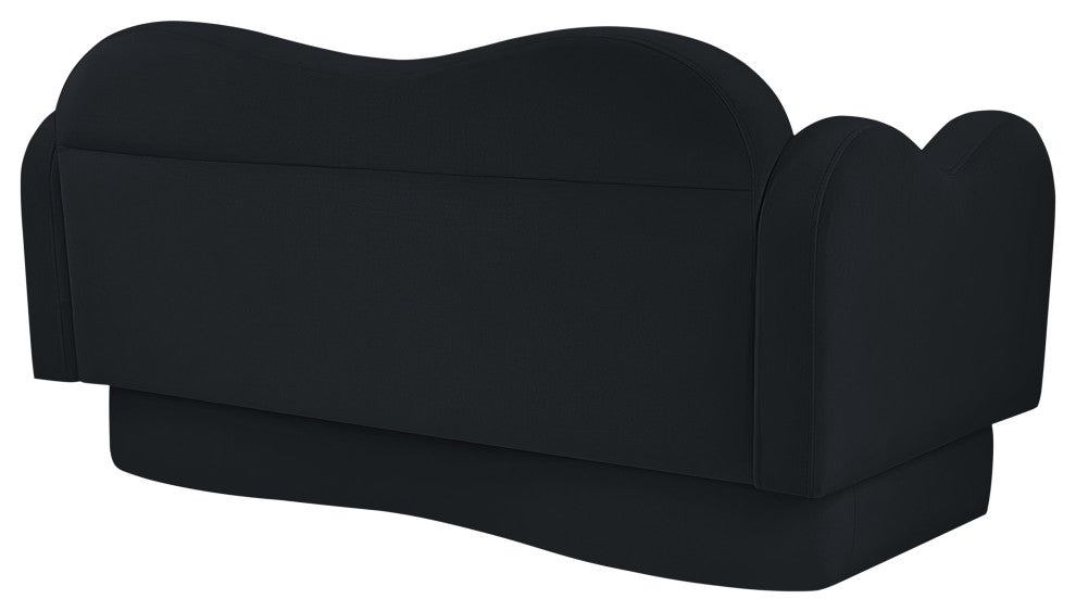 Bloom Upholstered Loveseat, Black, Velvet